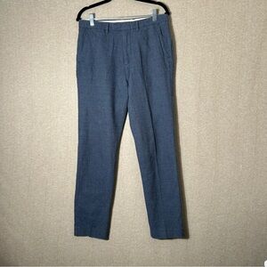 J Crew Bowery Slim Pants Mens Actual Size 30x30 Blue Linen Blend‎ Dress Slacks